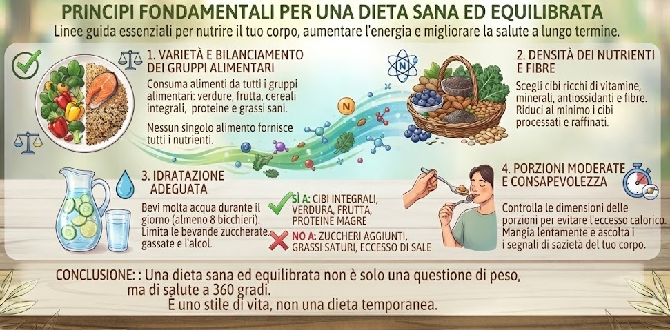 principi fondamentali per una dieta sana ed equilibrata